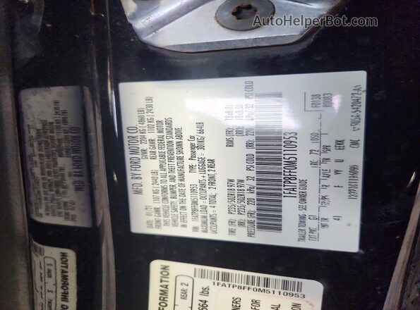 1FATP8FF0M5110953 2021 FORD MUSTANG Black Vista del compartimento del motor