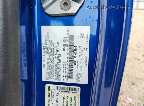 1FATP8FF1H5238964 2017 FORD MUSTANG Blue Widok komory silnika