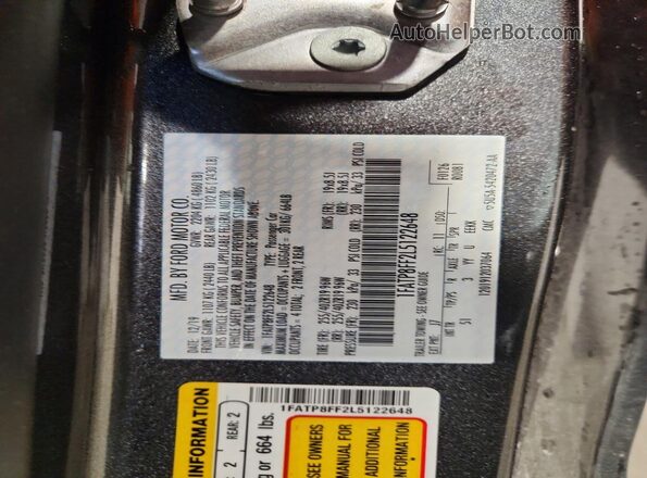 1FATP8FF2L5122648 2020 FORD MUSTANG Gray Widok naklejki z numerem VIN