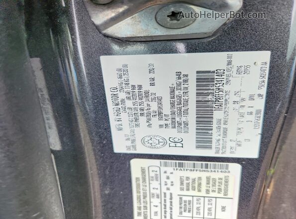 1FATP8FF5H5341403 2017 FORD MUSTANG Серый Вид наклейки с VIN-кодом