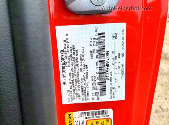 1FATP8FF5N5125384 2022 FORD MUSTANG Красный Вид подкапотного пространства