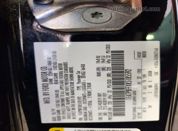 1FATP8FFXK5185592 2019 FORD MUSTANG Black Շարժիչի բաժամունքի տեսք
