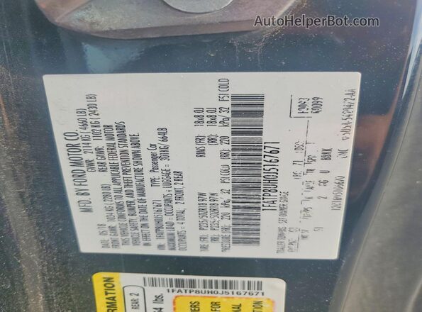1FATP8UH0J5167671 2018 FORD MUSTANG Black Вид підкапотного простору