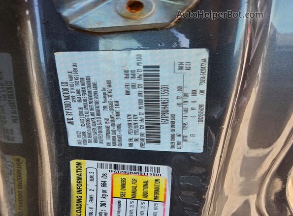 1FATP8UH4N5115501 2022 FORD MUSTANG Серый Вид наклейки с VIN-кодом