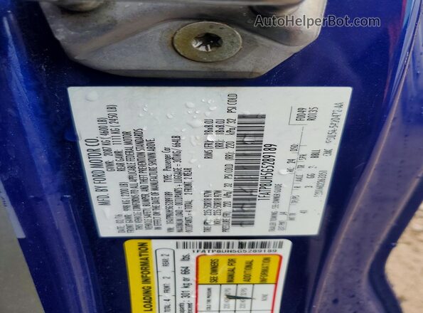 1FATP8UH5G5289189 2016 FORD MUSTANG Blue Vista del compartimento del motor