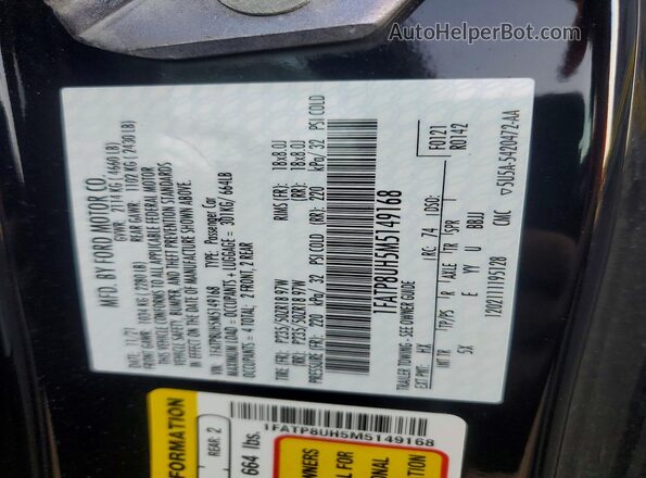 1FATP8UH5M5149168 2021 FORD MUSTANG Black Շարժիչի բաժամունքի տեսք
