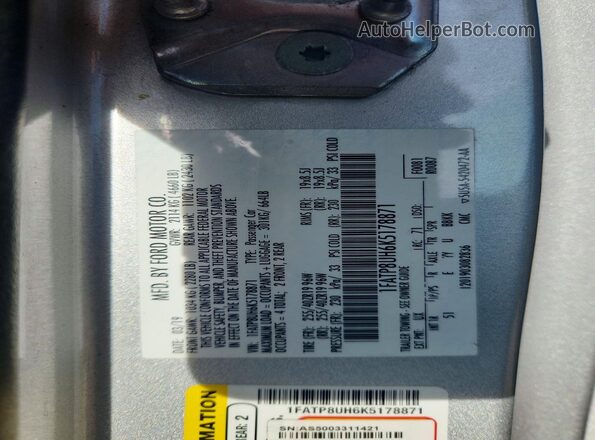 1FATP8UH6K5178871 2019 FORD MUSTANG Фиолетовый Вид подкапотного пространства