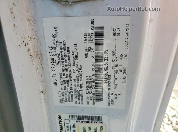 1FATP8UH8J5133395 2018 FORD MUSTANG White Շարժիչի բաժամունքի տեսք