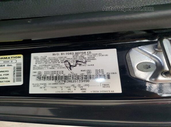 1FATP8UH8J5133400 2018 FORD MUSTANG Черный Вид наклейки с VIN-кодом
