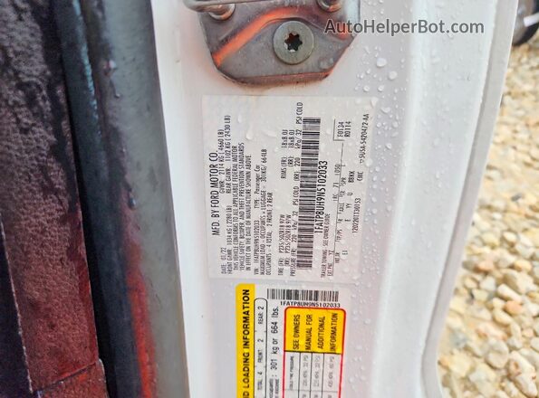 1FATP8UH9N5102033 2022 FORD MUSTANG White Widok naklejki z numerem VIN