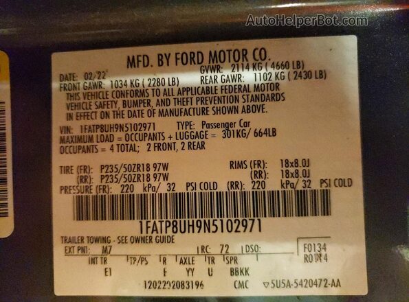1FATP8UH9N5102971 2022 FORD MUSTANG Gray Widok komory silnika