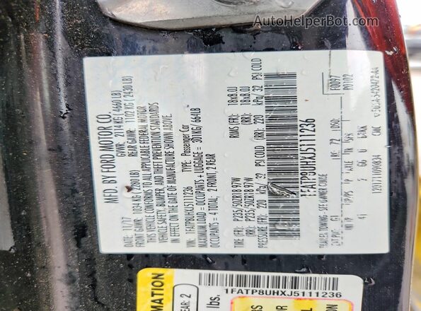 1FATP8UHXJ5111236 2018 FORD MUSTANG Black ძრავის განყოფილების ხედი