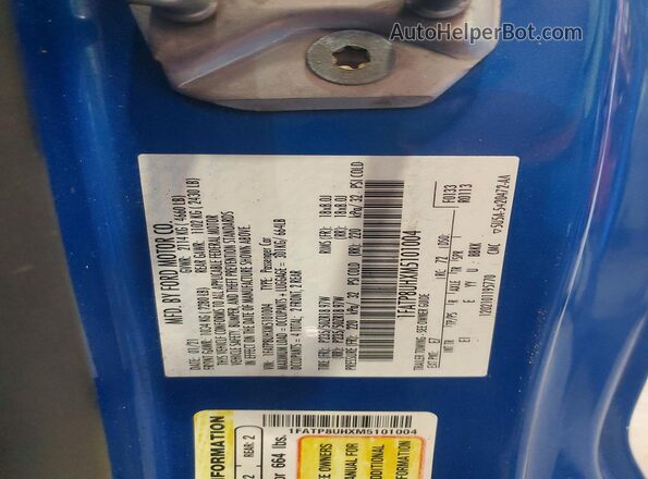 1FATP8UHXM5101004 2021 FORD MUSTANG Синий Вид подкапотного пространства