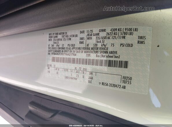 1FBAX2C80TKA21764 2026 FORD TRANSIT-350 White ძრავის განყოფილების ხედი