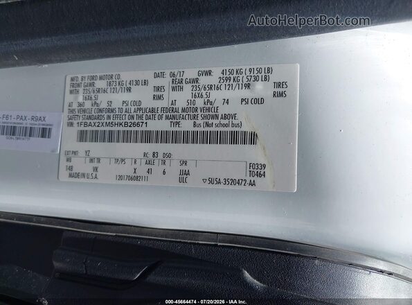 1FBAX2XM5HKB26671 2017 FORD TRANSIT-350 White Engine compartment view