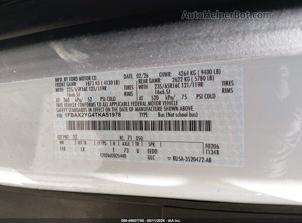 1FBAX2YG4TKA51978 2026 FORD TRANSIT-350 White ძრავის განყოფილების ხედი