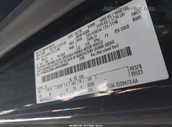 1FBZX2ZM1JKA99863 2018 FORD TRANSIT-350 Черный Вид подкапотного пространства