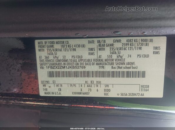 1FBZX2ZM1JKB52769 2018 FORD TRANSIT-350 Black Widok komory silnika