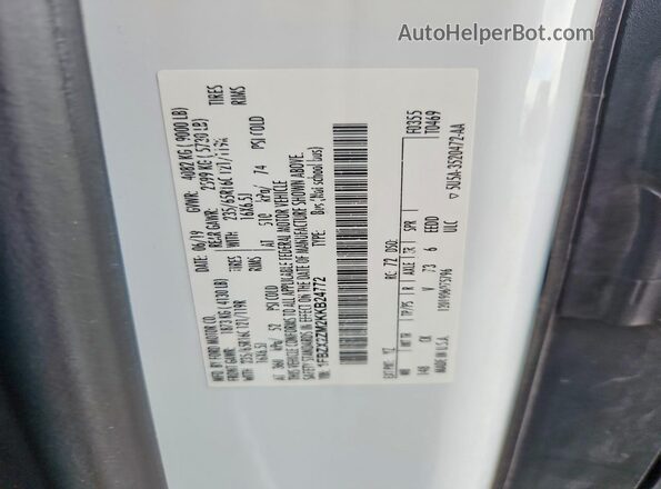 1FBZX2ZM2KKB24772 2019 FORD TRANSIT White VIN կոդի պիտակի տեսք