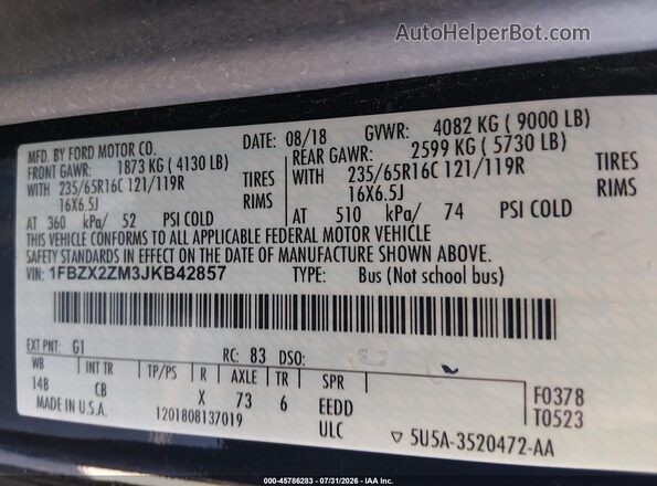 1FBZX2ZM3JKB42857 2018 FORD TRANSIT-350 Black Widok komory silnika