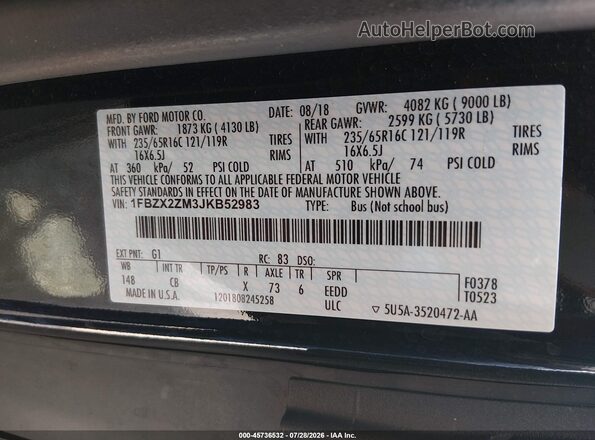 1FBZX2ZM3JKB52983 2018 FORD TRANSIT-350 Black Widok komory silnika