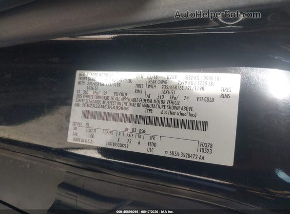 1FBZX2ZM5JKA99865 2018 FORD TRANSIT-350 Black Widok komory silnika