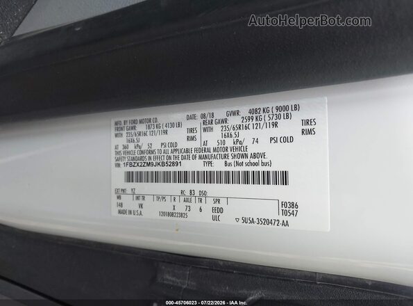 1FBZX2ZM9JKB52891 2018 FORD TRANSIT-350 White Engine compartment view