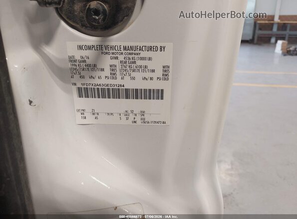 1FD7X2A63GED31284 2016 FORD F-250 White Շարժիչի բաժամունքի տեսք