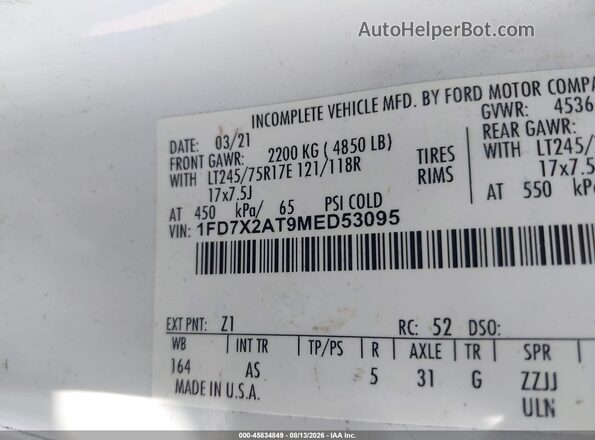 1FD7X2AT9MED53095 2021 FORD F-250 White ძრავის განყოფილების ხედი