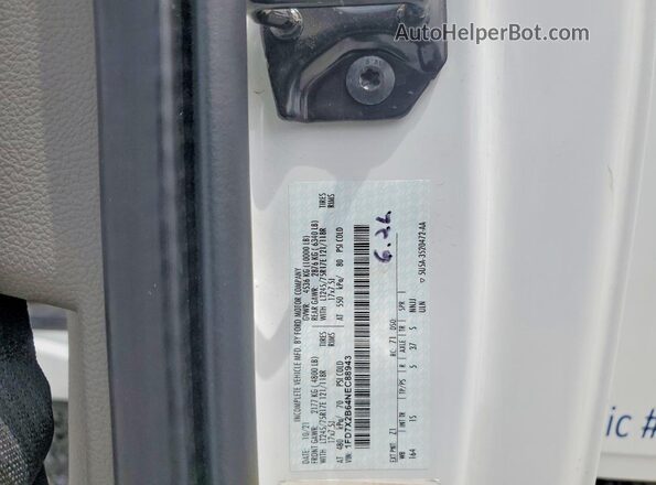 1FD7X2B64NEC88943 2022 FORD F250 Белый Вид наклейки с VIN-кодом