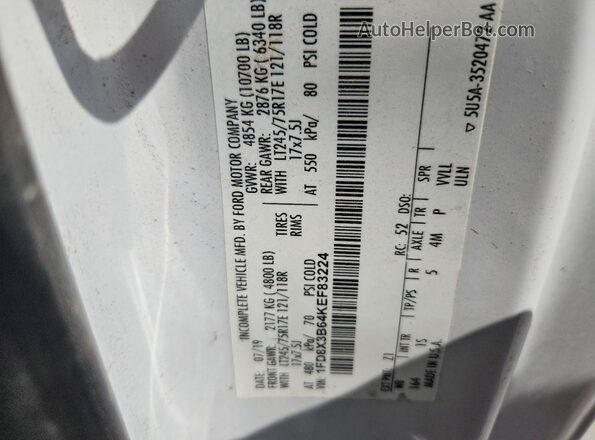 1FD8X3B64KEF83224 2019 FORD F350 White VIN კოდის სტიკერის ხედი