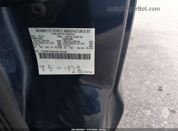 1FDBF2A64GEC54342 2016 FORD F-250 Blue Vista del compartimento del motor
