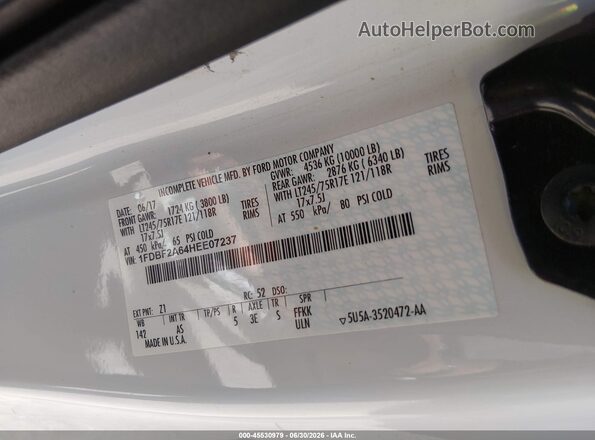 1FDBF2A64HEE07237 2017 FORD F-250 Белый Вид подкапотного пространства