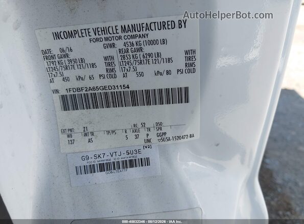 1FDBF2A65GED31154 2016 FORD F-250 White Widok komory silnika
