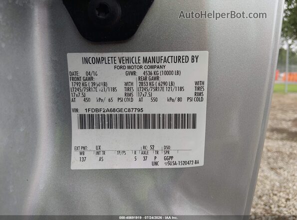 1FDBF2A68GEC87795 2016 FORD F-250 Silver Շարժիչի բաժամունքի տեսք