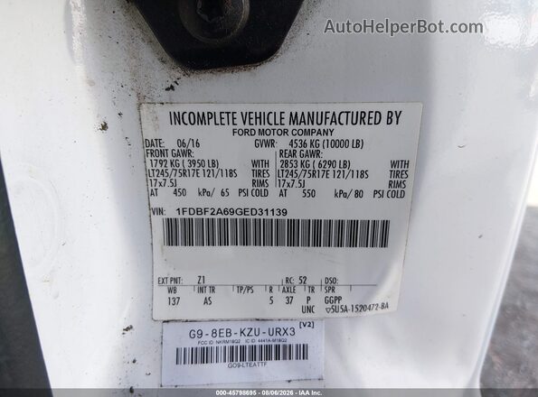 1FDBF2A69GED31139 2016 FORD F-250 White Widok komory silnika