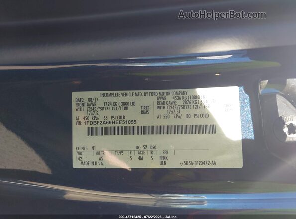 1FDBF2A69HEE51055 2017 FORD F-250 Blue Вид підкапотного простору
