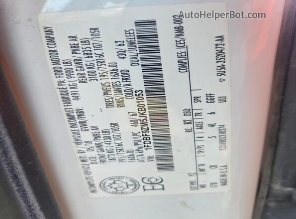 1FDBF9ZM5JKB01053 2018 FORD TRANSIT White VIN sticker view