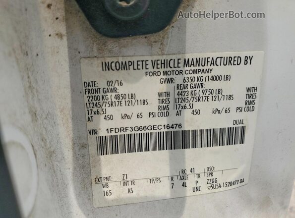 1FDRF3G66GEC16476 2016 FORD F350 White Engine compartment view