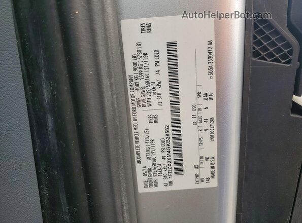 1FDZX2XM4GKB28582 2016 FORD TRANSIT Silver Вид наклейки з VIN-кодом