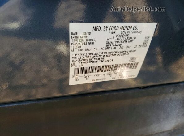1FM5K7D85JGC54008 2018 FORD EXPLORER Blue Շարժիչի բաժամունքի տեսք