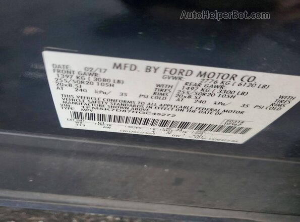 1FM5K7D87HGC45272 2017 FORD EXPLORER Black Շարժիչի բաժամունքի տեսք