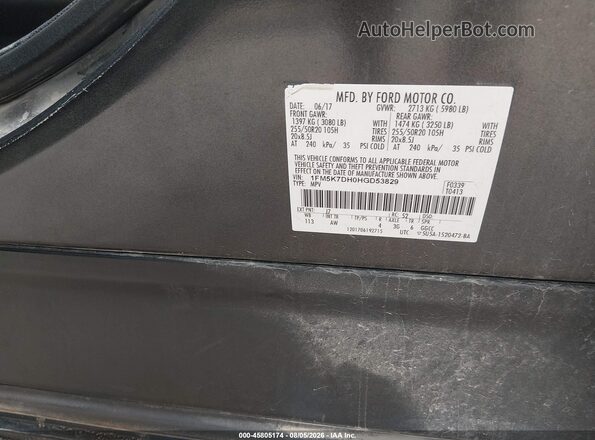 1FM5K7DH0HGD53829 2017 FORD EXPLORER Gray Engine compartment view