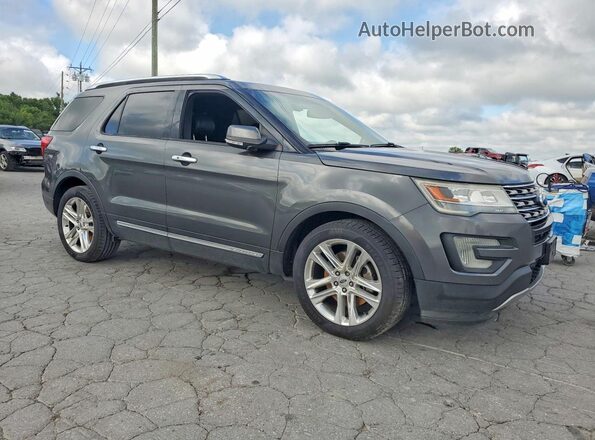1FM5K7F86GGC64164 2016 FORD EXPLORER Gray Delantero derecho