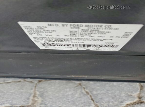 1FM5K7F86GGC64164 2016 FORD EXPLORER Gray Vista de la etiqueta del VIN
