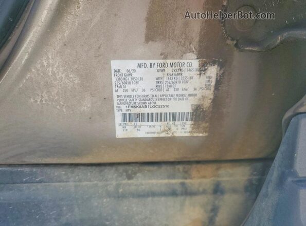 1FM5K8AB1LGC52510 2020 FORD EXPLORER Brown VIN კოდის სტიკერის ხედი