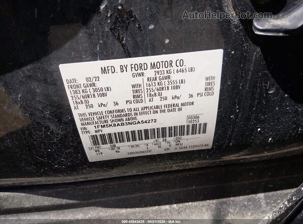 1FM5K8AB3NGA54272 2022 FORD POLICE INTERCEPTOR Black Widok komory silnika