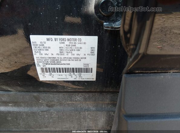 1FM5K8AB5NGA56105 2022 FORD POLICE INTERCEPTOR Black Widok komory silnika