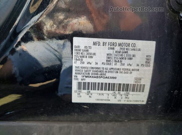 1FM5K8AB5PGA63090 2023 FORD EXPLORER Black VIN sticker view