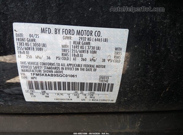 1FM5K8AB9SGC01061 2025 FORD POLICE INTERCEPTOR Black Widok komory silnika